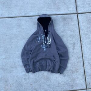 Vintage Rare DC Gray Zip Up Hoodie Sherpa Lined Men’s Large Streetwear
